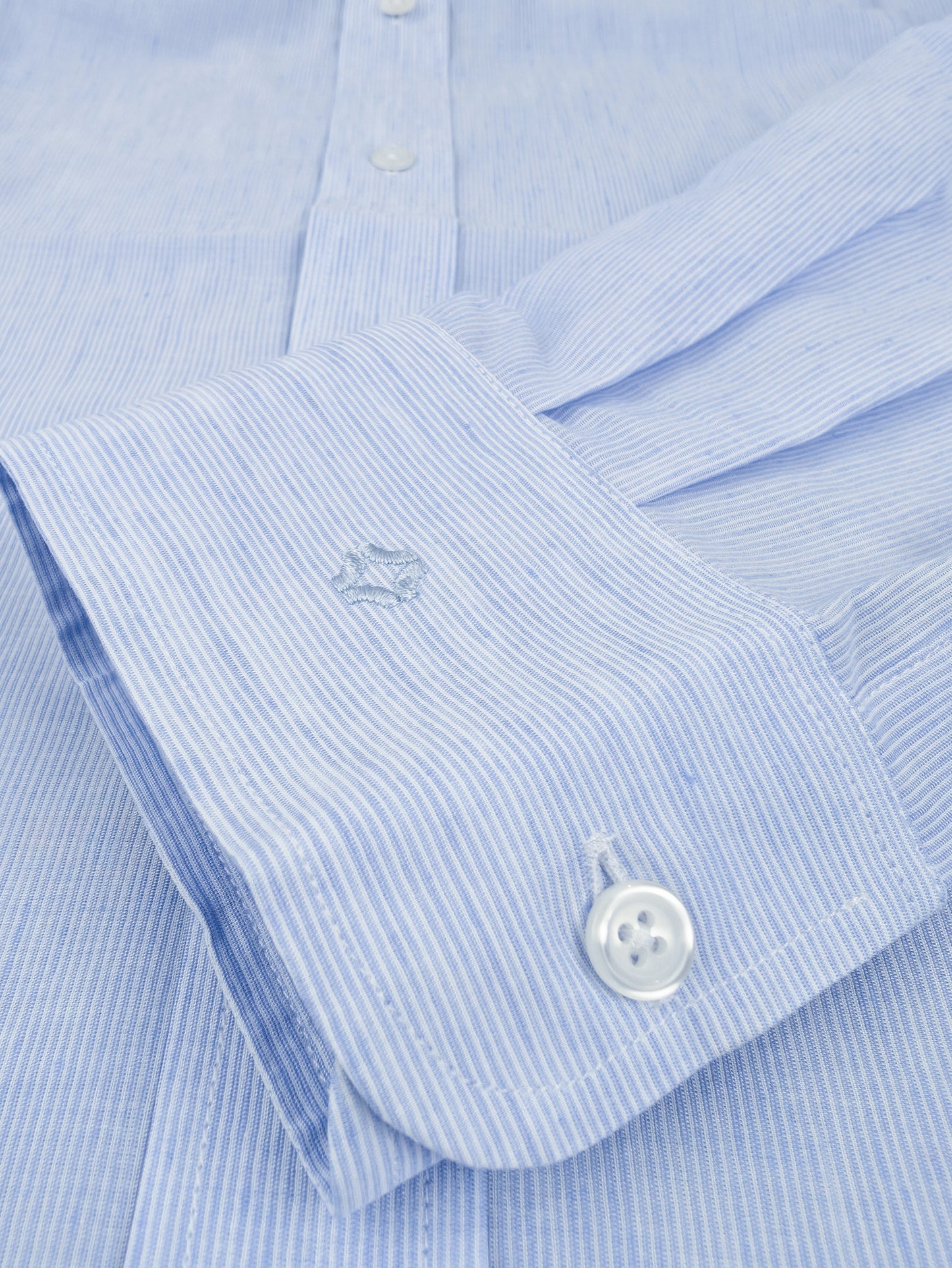 Camisa Society Risca Azul Fina